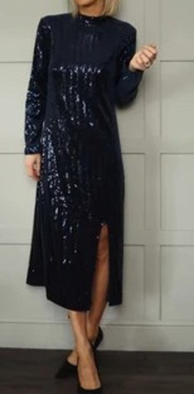 FRNCH Paris "Mady" Sequin Dress — Navy Blue, Size L, New With Tags
